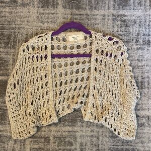 Abercrombie and ditch Beige Open-Knit Women's cropped cover up sweater/vest